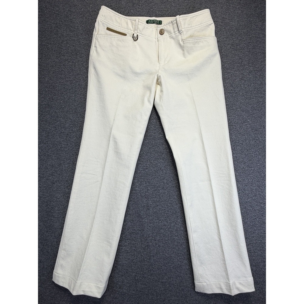 Lauren Ralph Lauren Womens Jeans‎ Ivory Size 6 USA Suede Trim Horseshoe Charm